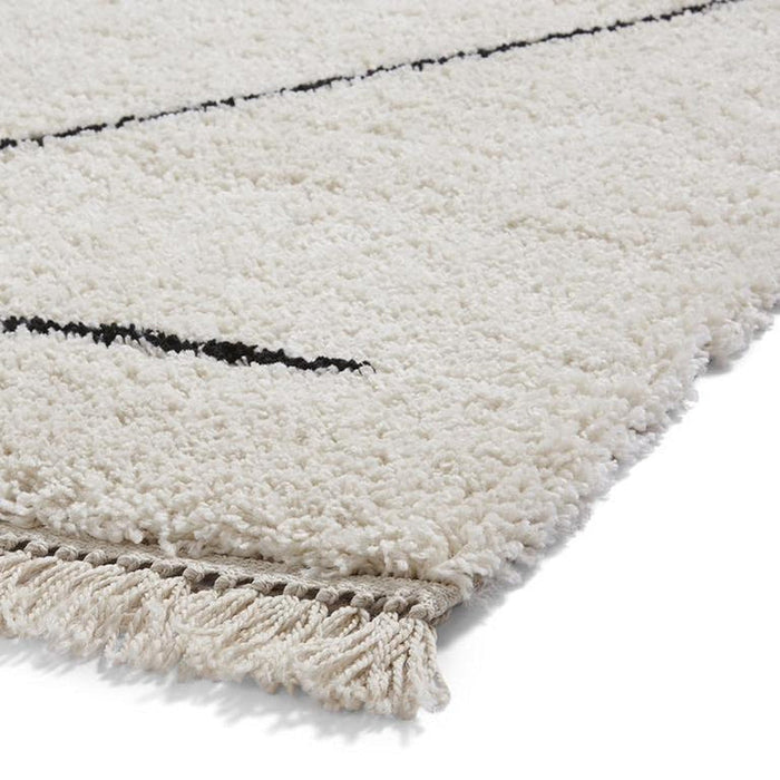 Boho A474 Modern Moroccan Berber Soft Plush Shaggy White/Black Rug