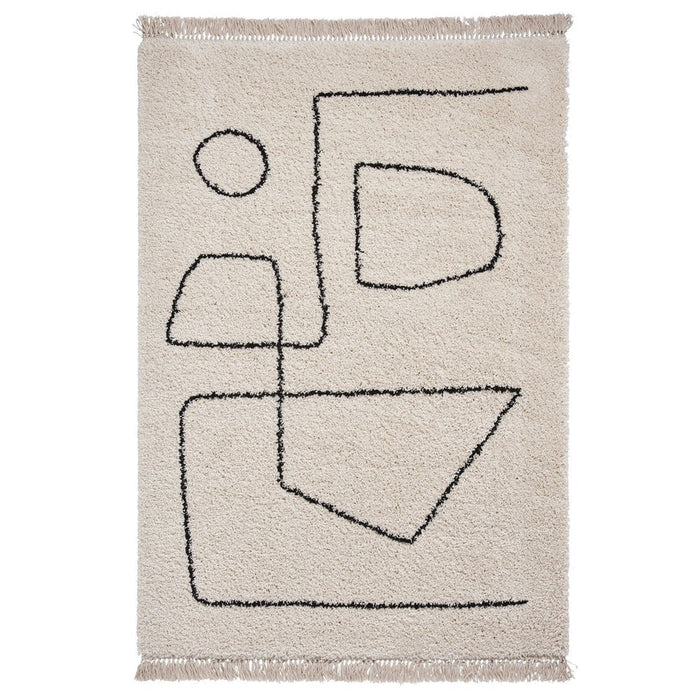 Boho A474 Modern Moroccan Berber Soft Plush Shaggy White/Black Rug