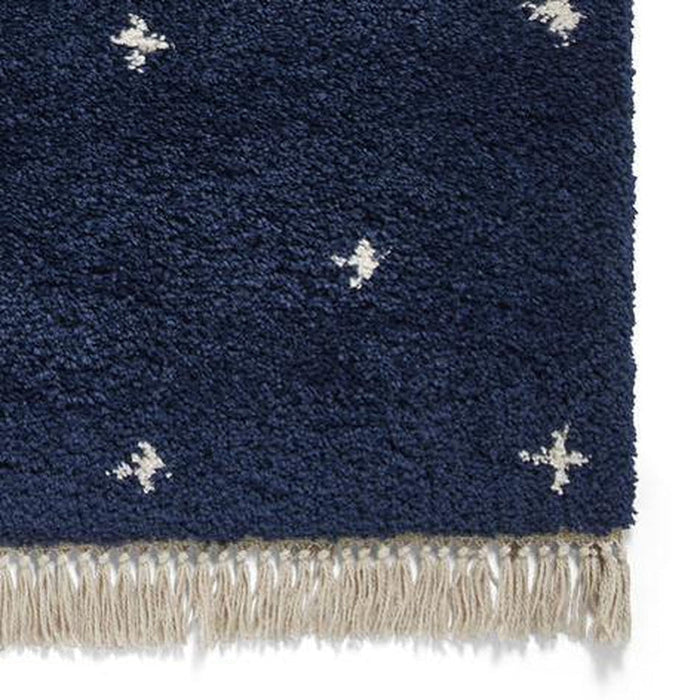 Boho A475 Modern Moroccan Berber Soft Plush Shaggy Navy Blue Rug