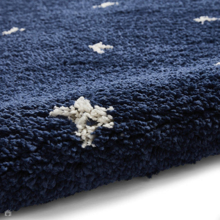 Boho A475 Modern Moroccan Berber Soft Plush Shaggy Navy Blue Rug