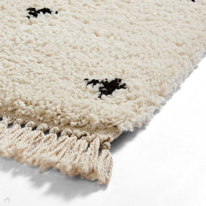 Boho A475 Modern Moroccan Berber Soft Plush Shaggy White/Black Rug