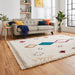 Boho A859 Traditional Moroccan Berber Soft Plush Shaggy White/Multicolour Rug