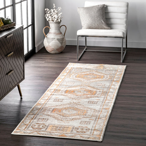 Tappeto Boho geometrico sbiadito arancione 140x200 cm