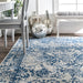 Boho Floral Area Rug in Blue for Living Room and Bedroom