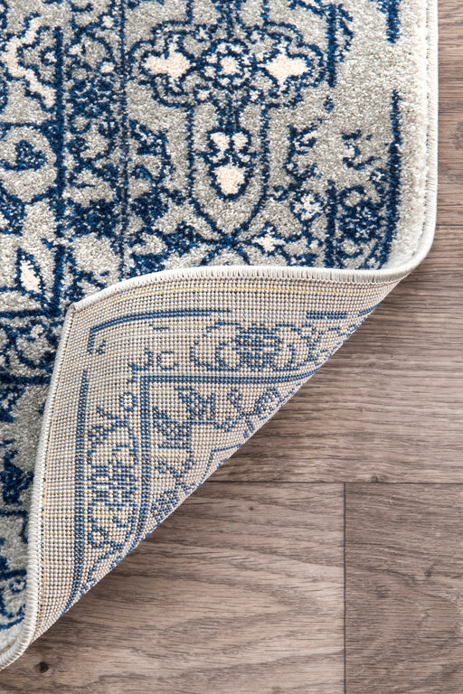 Boho Floral Area Rug in Blue for Living Room and Bedroom