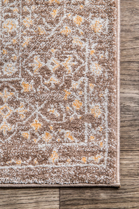 Boho Floral Area Rug in Brown for Home Décor