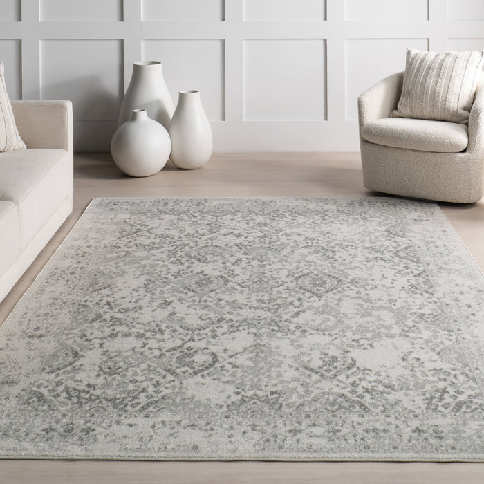 Boho Floral Area Rug in Ivory 160x230 cm