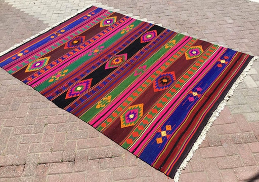 Lihavoitu värillinen Nomadic-astiasto Kilim-matto 265cm x 187cm