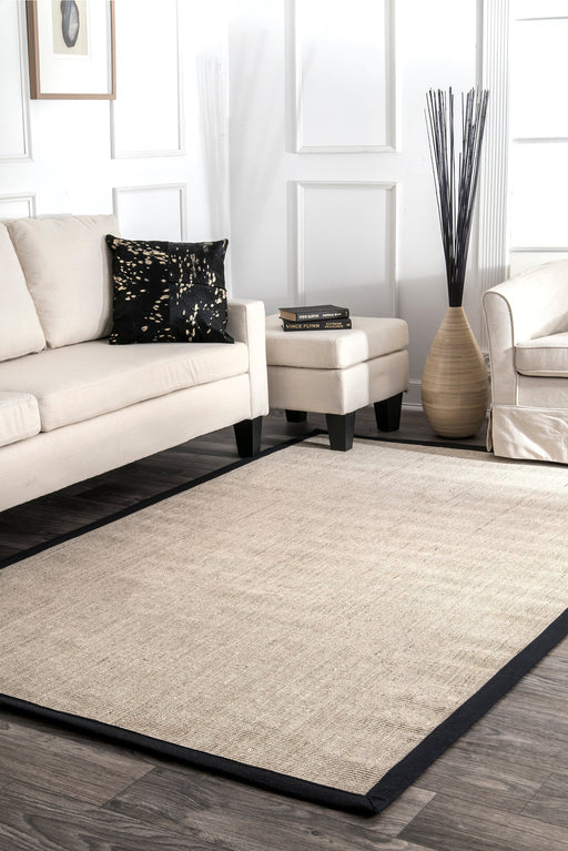 Bordered Bleached Sisal Area Rug in Black 160x230 cm