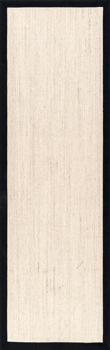 Bordered Bleached Sisal Area Rug in Black 160x230 cm