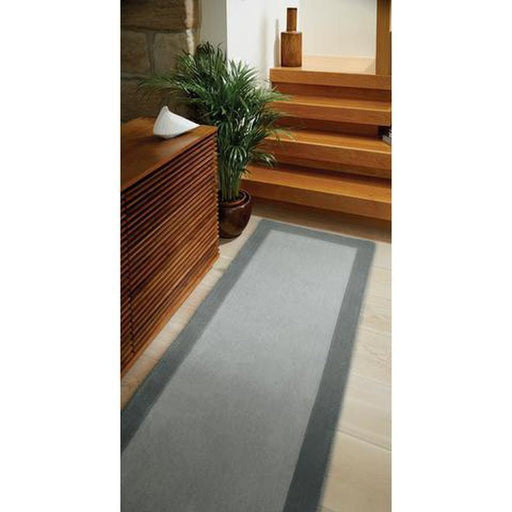 Borders Modern Plain Contrast Border Hand-Woven Wool Grey Rug