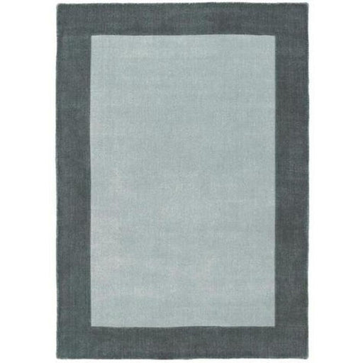 Borders Modern Plain Contrast Border Hand-Woven Wool Grey Rug