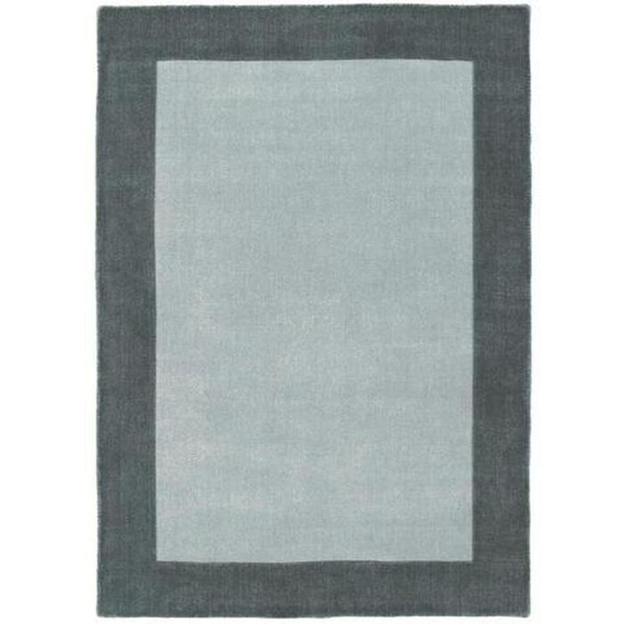 Borders Modern Plain Contrast Border Hand-Woven Wool Grey Rug