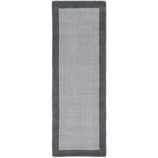 Borders Modern Plain Contrast Border Hand-Woven Wool Grey Runner