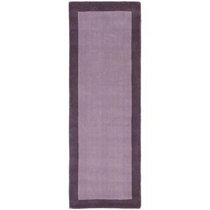 Borders Modern Plain Contrast Border Hand-Woven Wool Mauve Rug