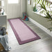 Borders Modern Plain Contrast Border Hand-Woven Wool Mauve Rug