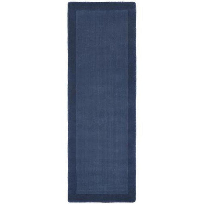 Borders Modern Plain Contrast Border Hand-Woven Wool Navy Rug