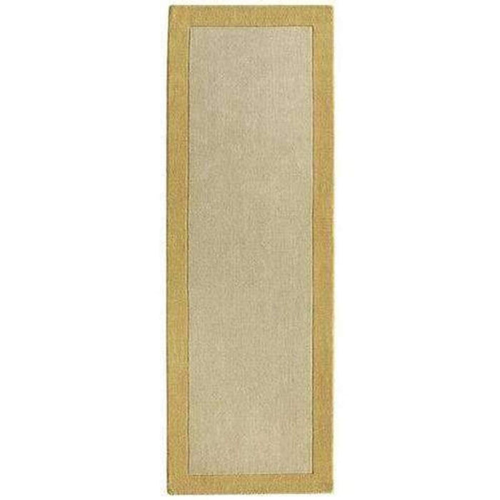 Borders Modern Plain Contrast Border Hand-Woven Wool Ochre/Beige Yellow Rug