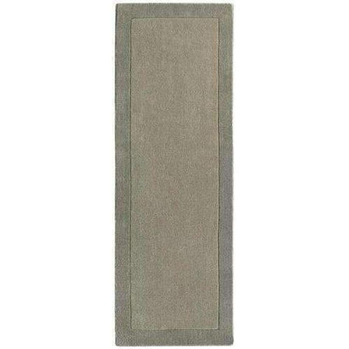 Borders Modern Plain Contrast Border Hand-Woven Wool Taupe Rug