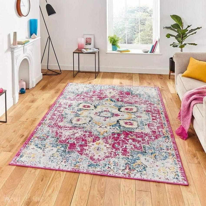 Boston Modern Traditional G0532 Fuschia/Blue Rug