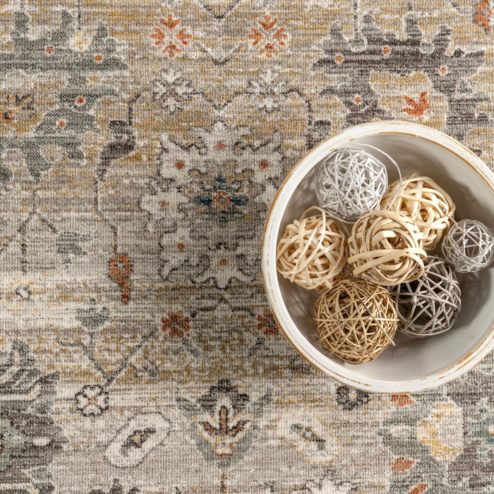 Botanical Grey Area Rug for Living Room and Bedroom