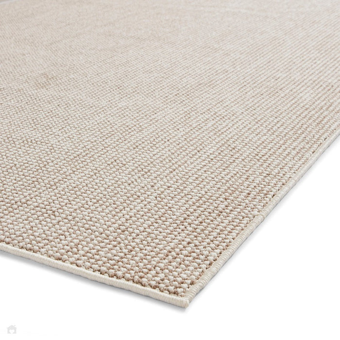 Boucle E6404 Modern Plain Textured Beaded Boucle Pile Soft-Touch Polyester Flatweave White/Brown Rug