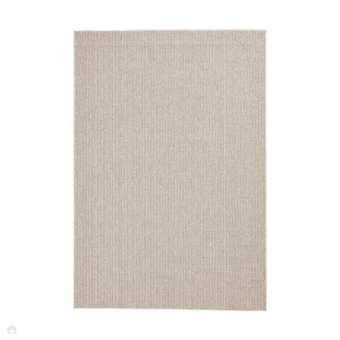 Boucle E6404 Modern Plain Textured Beaded Boucle Pile Soft-Touch Polyester Flatweave White/Brown Rug