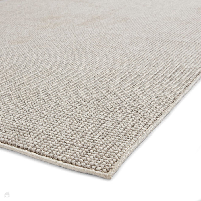 Boucle E6404 Modern Plain Textured Beaded Boucle Pile Soft-Touch Polyester Flatweave White/Grey Rug