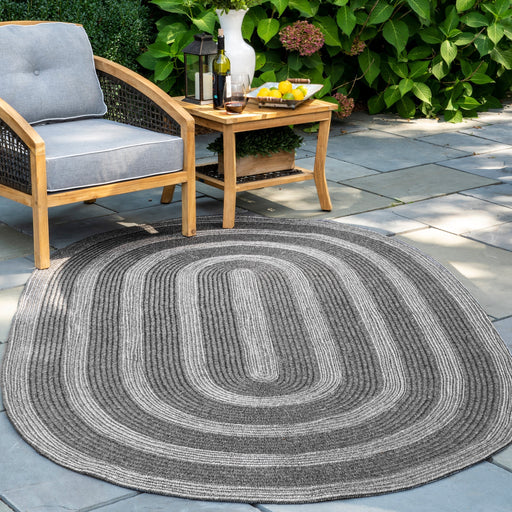 Braided Charcoal Outdoor Rug for Indoors and Outdoors