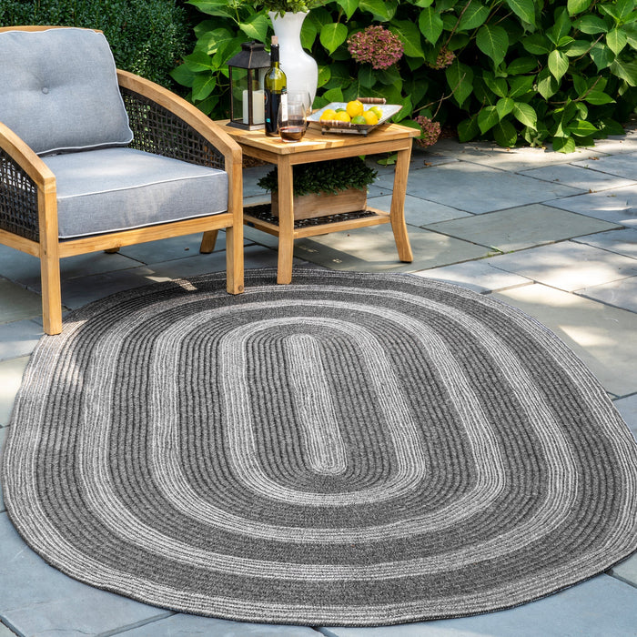 Braided Charcoal Outdoor Rug for Indoors and Outdoors