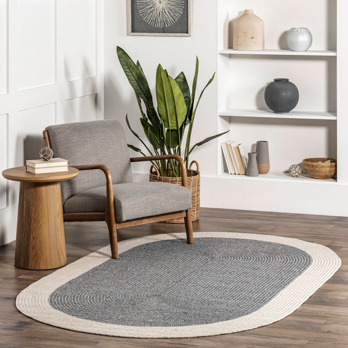 Braided Grey Indoor Outdoor Area Rug 120x180 cm