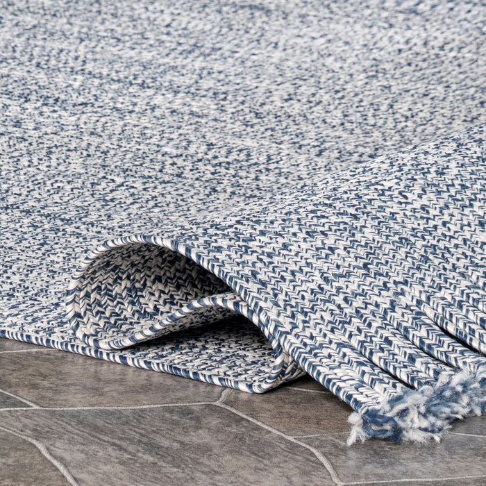 Tappeto Intrecciato per Interni ed Esterni Blu con Nappe 120x180 cm