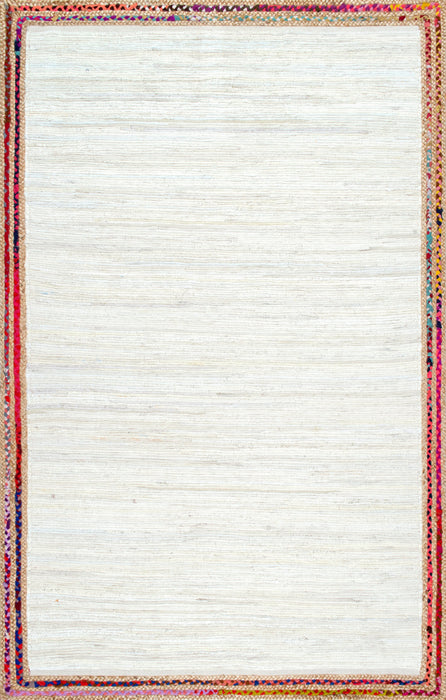 Braided Ivory Rag Rug for Living Room or Kitchen