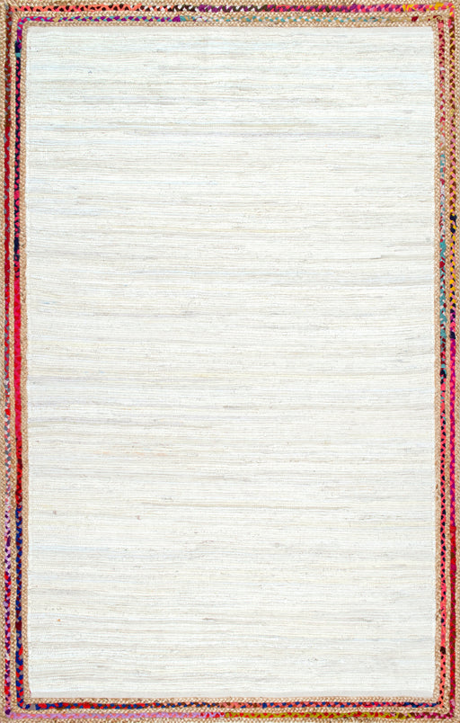 Braided Ivory Rag Rug for Living Room or Kitchen