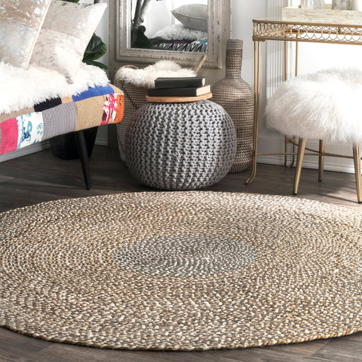 Braided Jute Area Rug 100% Natural Fiber Grey