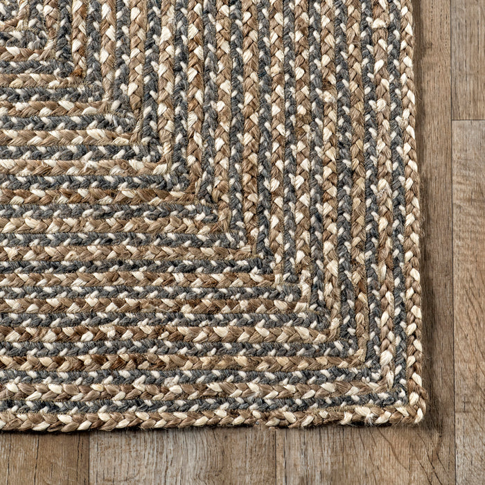 Braided Jute Area Rug 100% Natural Fiber Grey