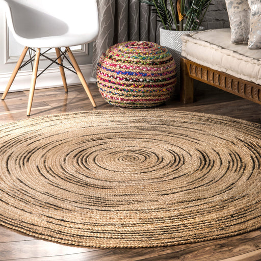 Braided Jute Area Rug 120 cm Natural Fiber Round