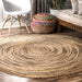 Braided Jute Area Rug 120 cm Natural Fiber Round