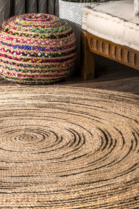 Braided Jute Area Rug 120 cm Natural Fiber Round