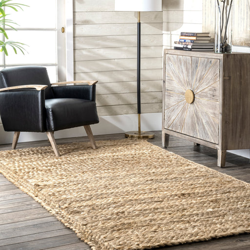 Braided Jute Area Rug 120x180 cm Natural Fiber Design