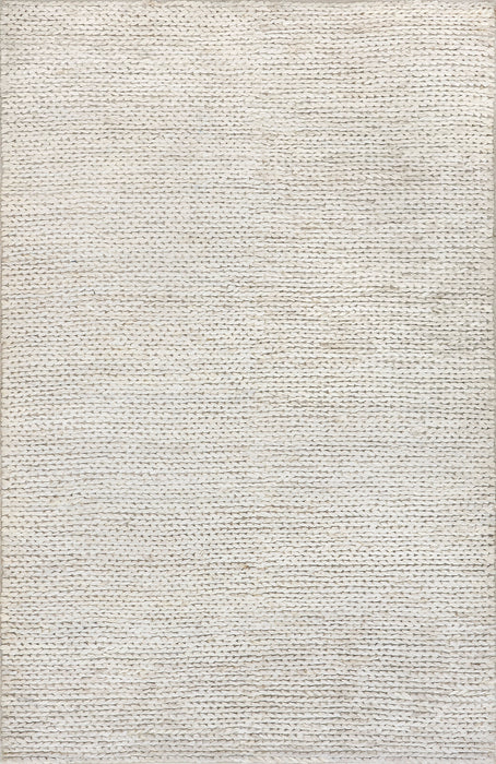 Braided Jute Area Rug Off White 152 Cm