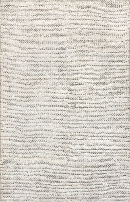 Braided Jute Area Rug Off White 152 Cm