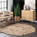 Braided Jute Fiber Floral Area Rug Natural 50x80 cm