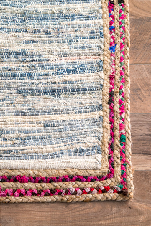 Braided Rag Rug in Light Blue Color 90x150 cm