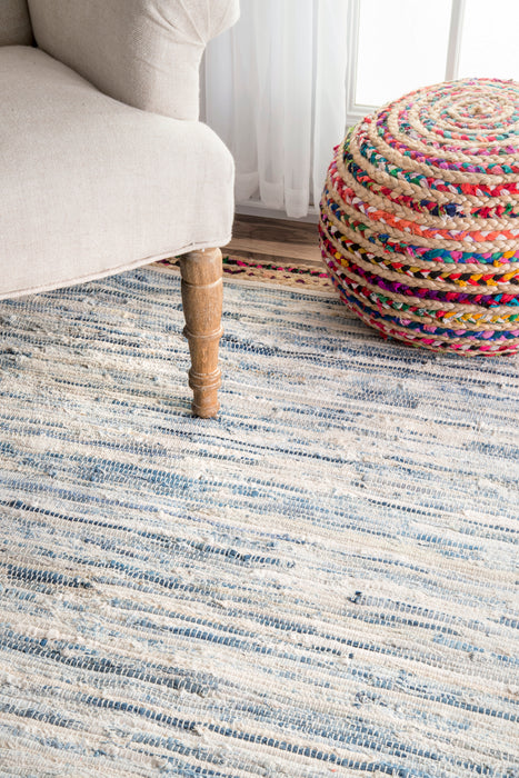 Braided Rag Rug in Light Blue Color 90x150 cm