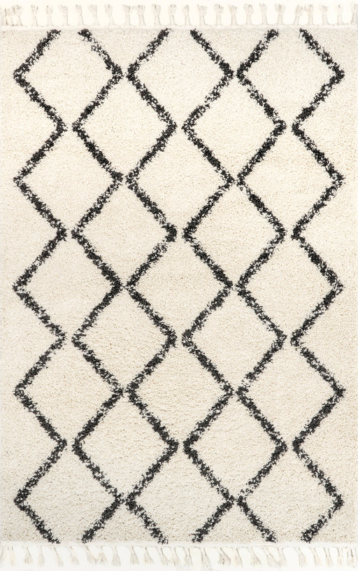 Braided Tassel Trellis Area Rug Off White 50x80 cm