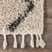 Braided Tassels Off White Area Rug With Trellis Design