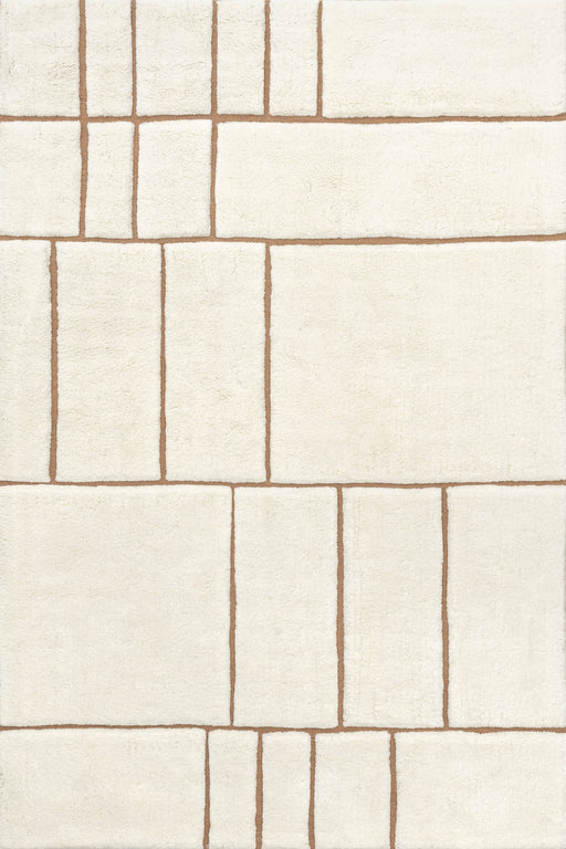 Brega Geometric Wool Area Rug 152x244 cm Cream