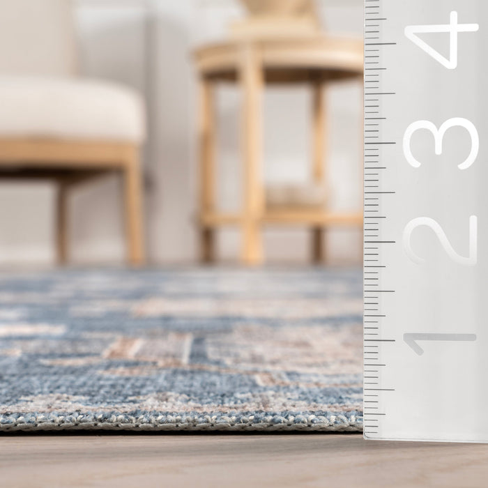 Brenda Blue Washable Rug for Busy Homes