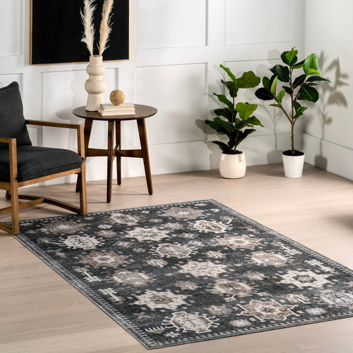 Brenda Dark Grey Washable Rug for Kids and Pets